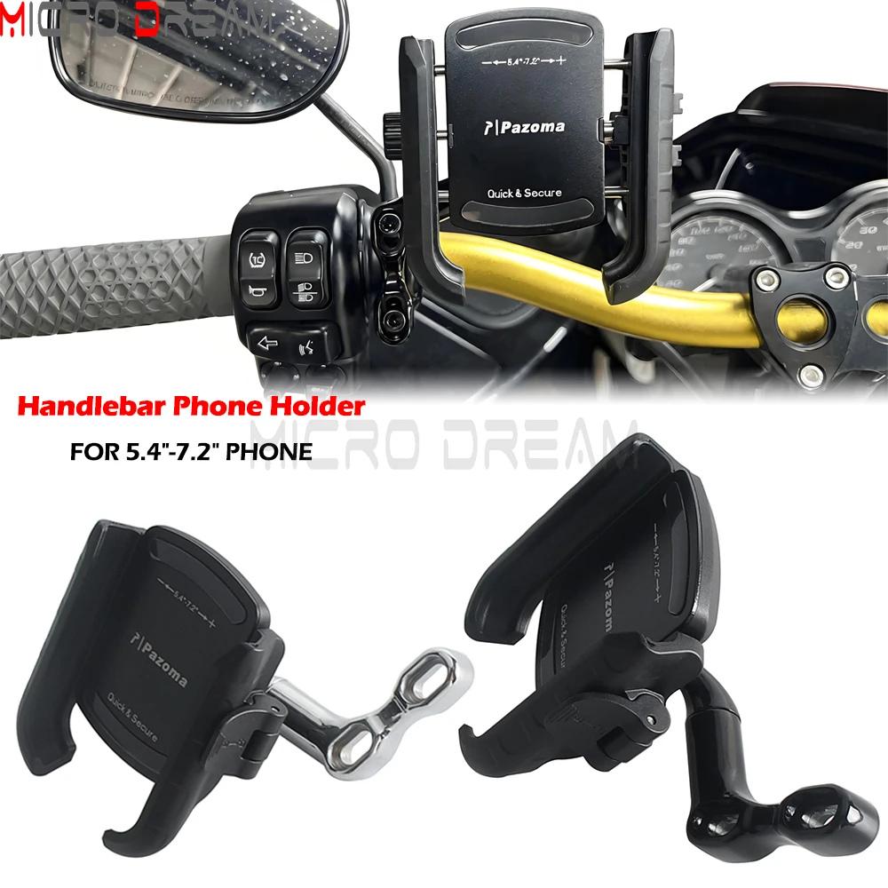 Handlebar Phone Holder Bracket Motorcycle 360° Rotation Phones Stand Mount For Harley Touring Dyna Softail Sportster Pan America
