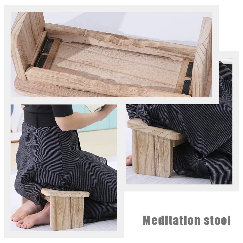 

Meditation Foldable Wood Stools Portable Small Kneel Mat Stool Zen Stool Non skid Sitting Bench Durable Wood Easy Storage Travel