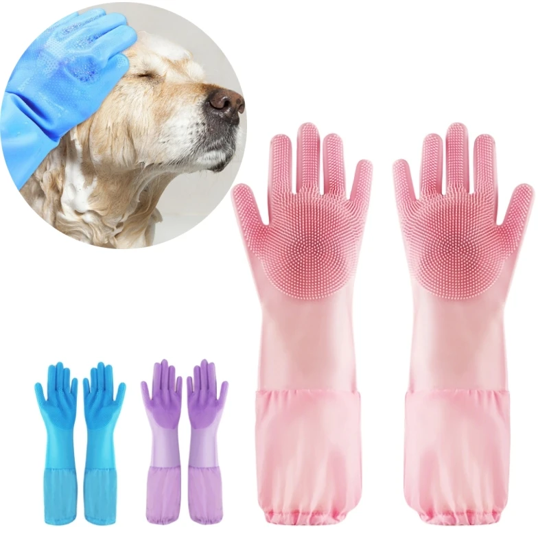 Haustier pflege Reinigungs handschuhe Hund Katze Bade handschuh indirekter Shampoo Gel wäscher sauberer weicher Silikon handschuh Hand hauts chutz