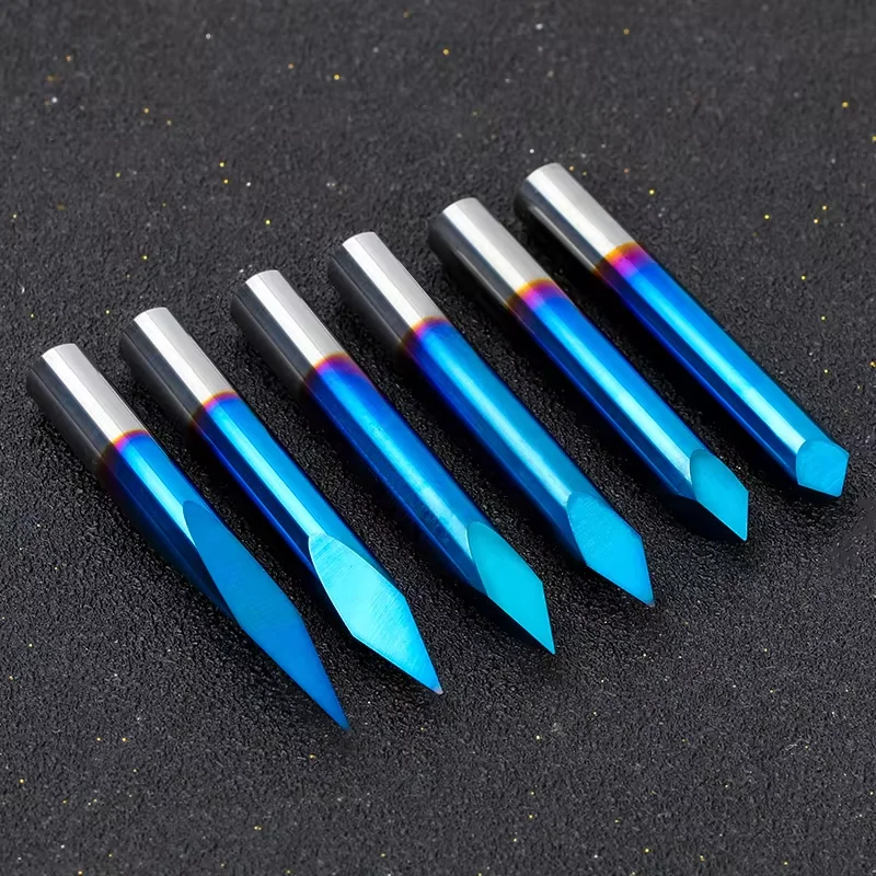 XCAN 3 Edge Pyramid Bit CNC Engraving Bit 20-90 Degree Carbide End Mill 3.175mm Shank Nano Blue Coated Milling Cutter 10pcs