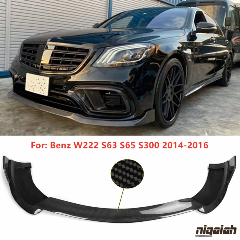 W222 Front Lip Diffuser B Style Carbon Fiber Front Skirt for Mercedes Benz W222 S Class S63 S65 S300 2014-2016 Front Bumper Lip