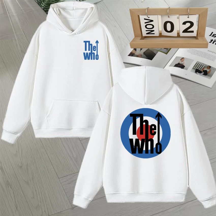 New In Rock Band The Who Loose Double Sided Print Sweatshirts Long sleeve vintage Hoodies Fleece Hip Hop popular Pullover Unisex