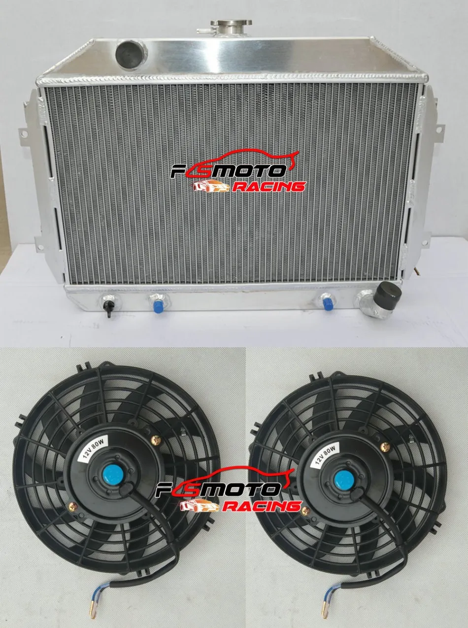 3ROW Aluminum Radiator + Fans For Nissan/Datsun 240Z/260Z 1970-1975 1971 1972 1973 1974 AUTO/MANUAL