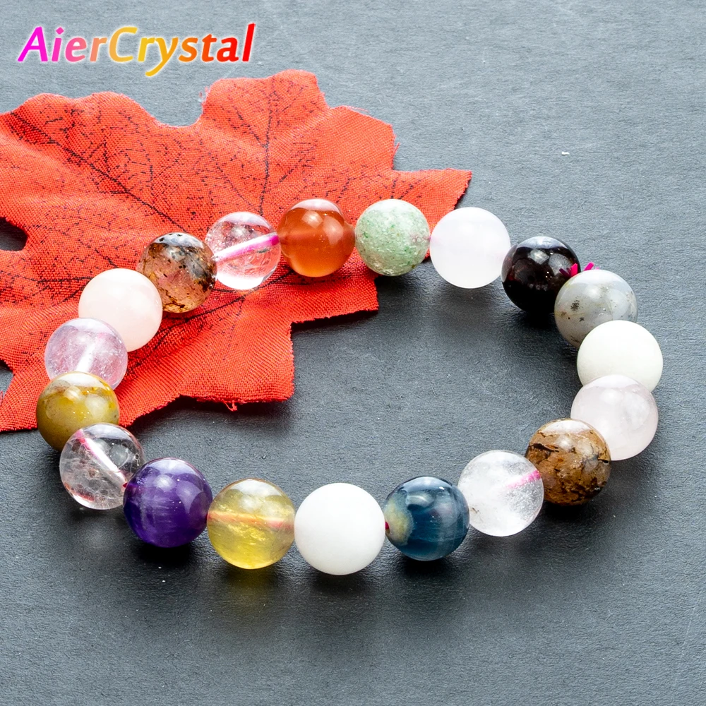 Mixed Crystal Bead Bracelet Natural Crystal Stone Chakra Healing Couples Men Women Elastic Rope Bracelets Fashion Jewelry Gifts