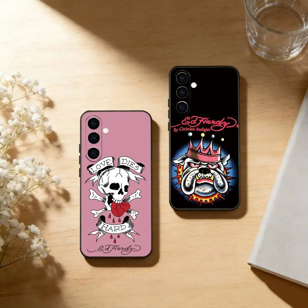 Classic Ed Brands Hardy Phone Case For Samsung Galaxy A73,A72,A71,A70,A53,A52,A51,Soft Silicone Black Cover