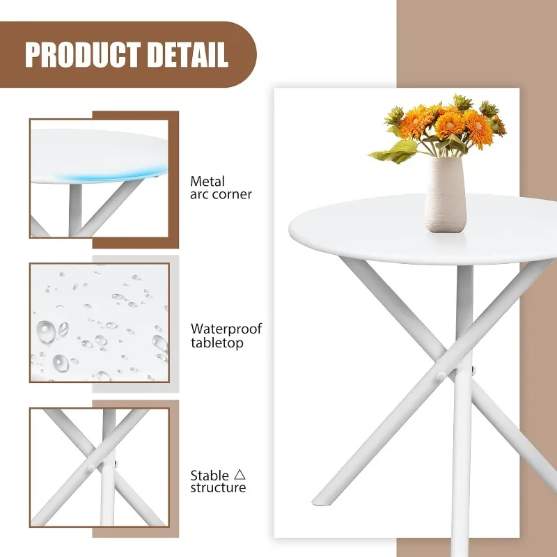 3 Piece Outdoor Rocking Bistro Set, Textilene Fabric Small Patio Furniture Set(White)