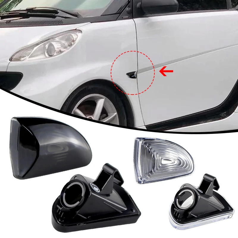 2Pcs For Mercedes Benz Smart Fortwo 451 MK1 & MKII 2007-2015 Smoked/Clear Side Marker Turn Signal light Cover shell No bulb