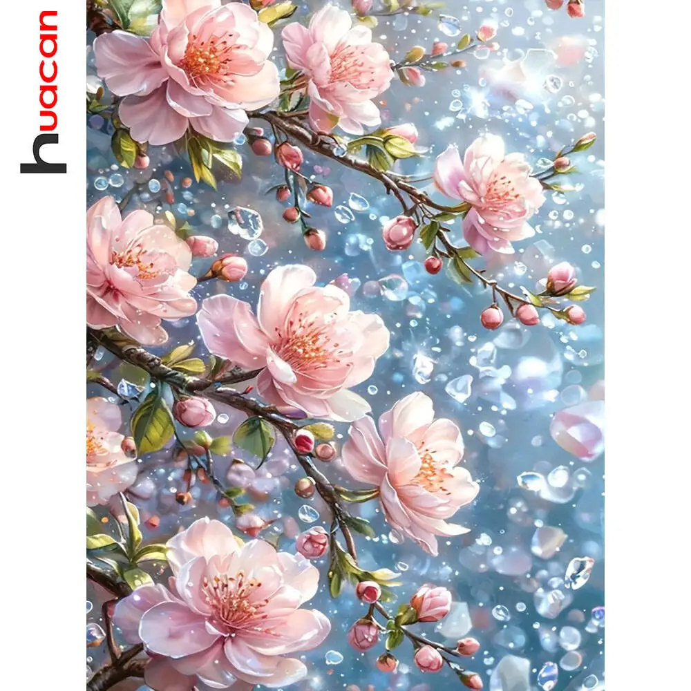 Huacan DIY Diamond Painting Flower Full Square Round Mosaic Kit Rhinestones Home Decor
