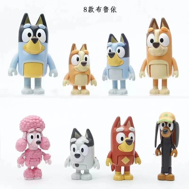 Bluey Familie en Vrienden Actiefiguren 8-pack Poseerbare verzamelfiguren Speelgoed voor rollenspel Verjaardagscadeau voor kinderen