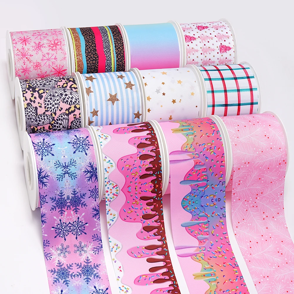 

5 Yards Deometry Printed Grosgrain Satin Ribbons For Bows DIY Craft Decoration Packaging Supplies. 70929