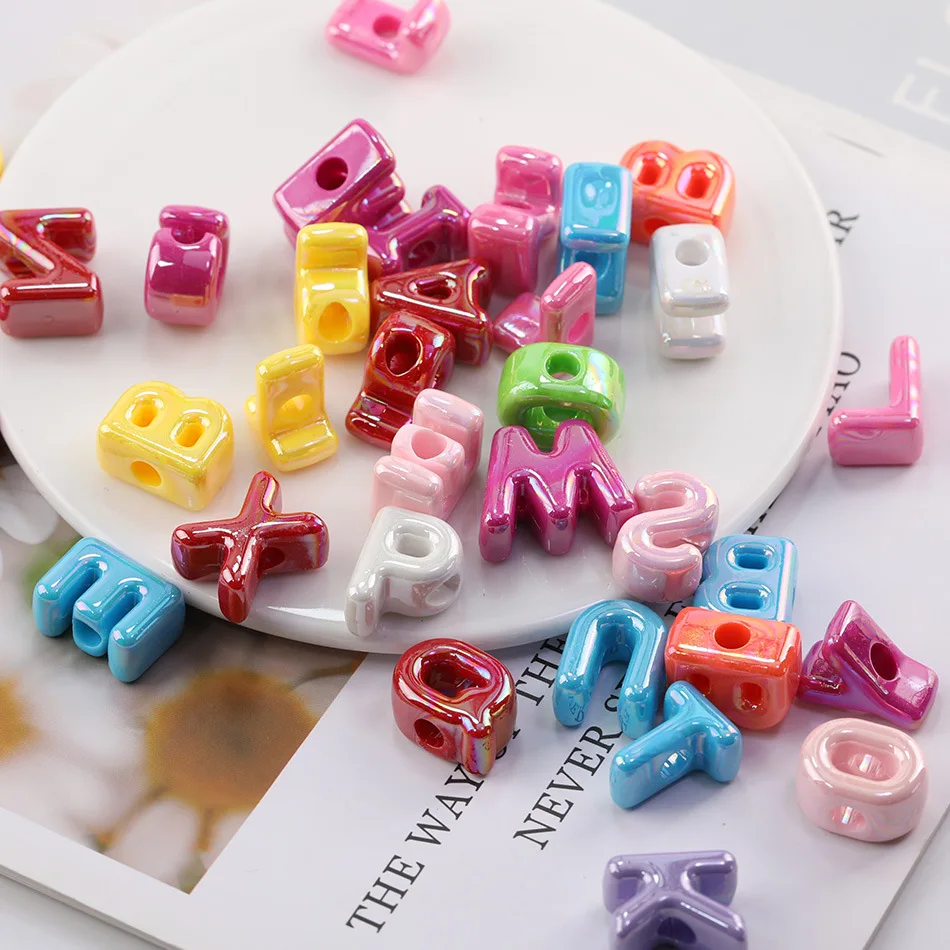 10-60Pcs Acrylic Beads Large Hole 26 English Alphabet Early Education Letter Beads for DIY Jewelry Key Chain Lanyard Accessories