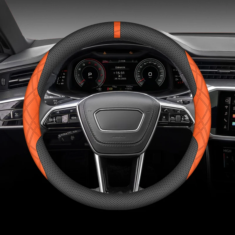 Breathable Nappa Leather Fashion Car Steering Wheel Cover, suitable for Peugeot 3008 5008 508 / 50 SW Rifter Traveller Expert