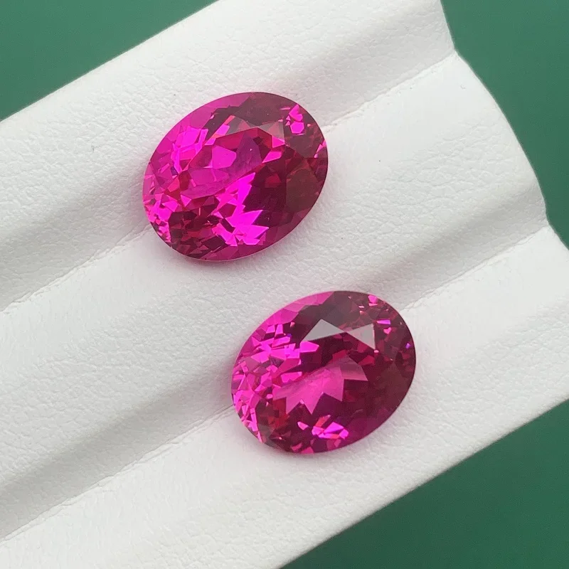 Ruif Hot Deep Pink Oval Lab Grown Sapphire Gemstone for Fine Jewelry Making