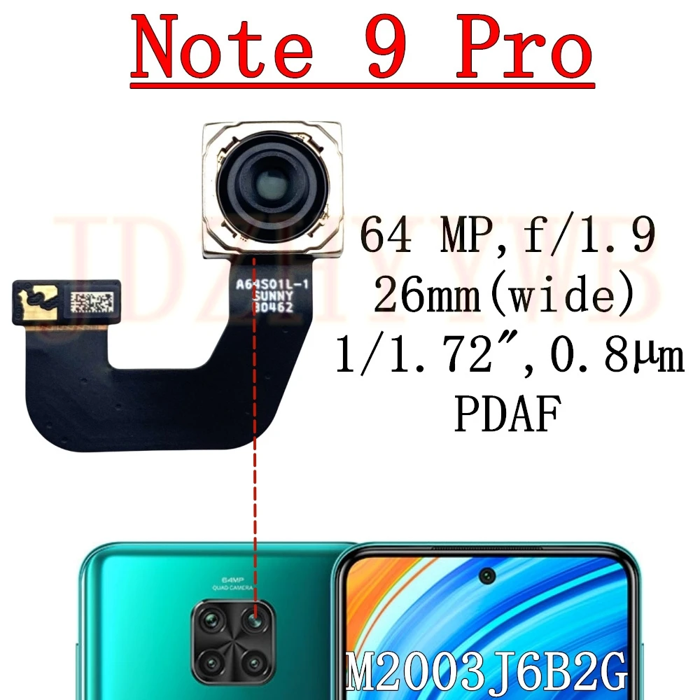 Front Rear Camera For Xiaomi Redmi Note 9 Pro Note9pro Frontal Selfie Wide Back Facing Main Camera Module Flex Cable