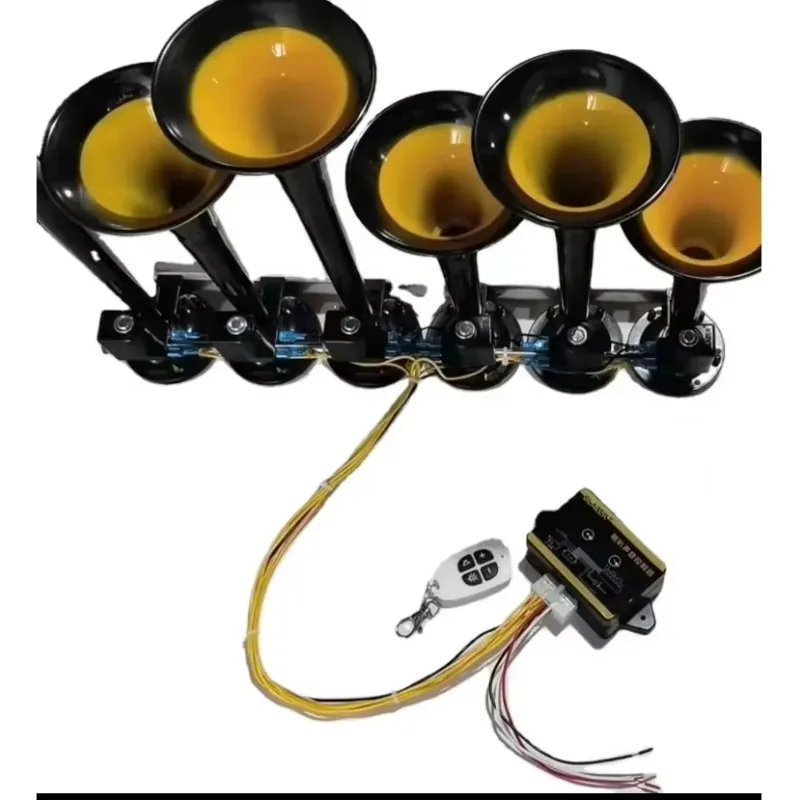 Six tubes and thirty-six tones car music horn lorry electric air horn metal tube music air horn with button