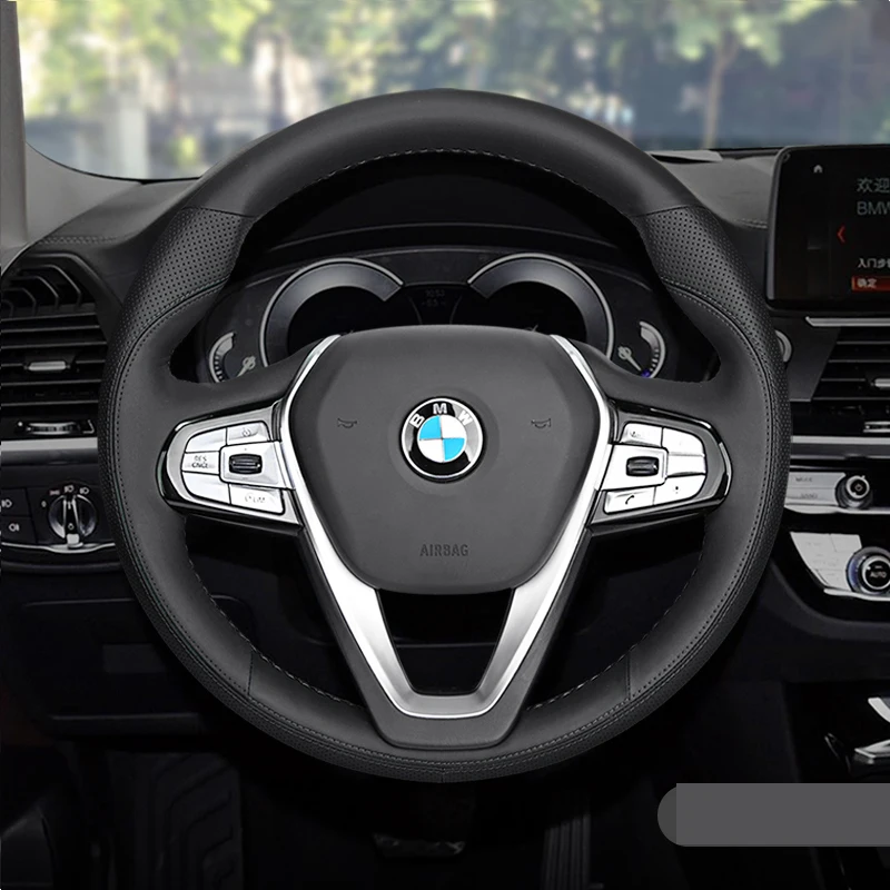 Genuine Leather for BMW 3 5 Serial F30 F10 320 330 340 520 530 540 X3 X4 X5 Hand Sewing Car Steering Wheel Cover Car Accessories