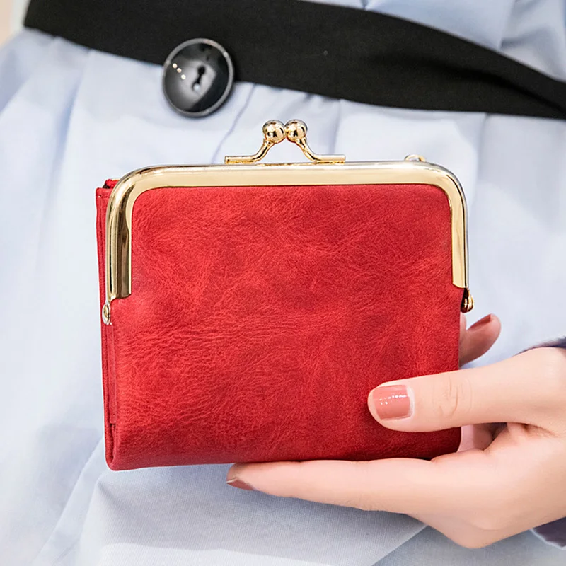 Portefeuilles en cuir PU pour femmes, sacs à main à moraillon court pour femmes, sac d'argent portable pour dames, grande capacité, porte-cartes, pochette, livraison directe, nouveau