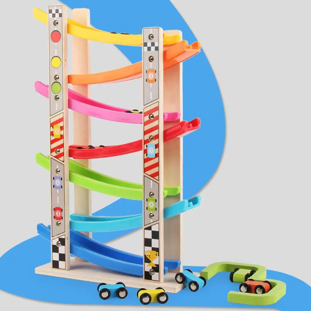 Ramp Track & เลื่อนรถแข่ง Playset เด็กของเล่นเพื่อการศึกษายานพาหนะ