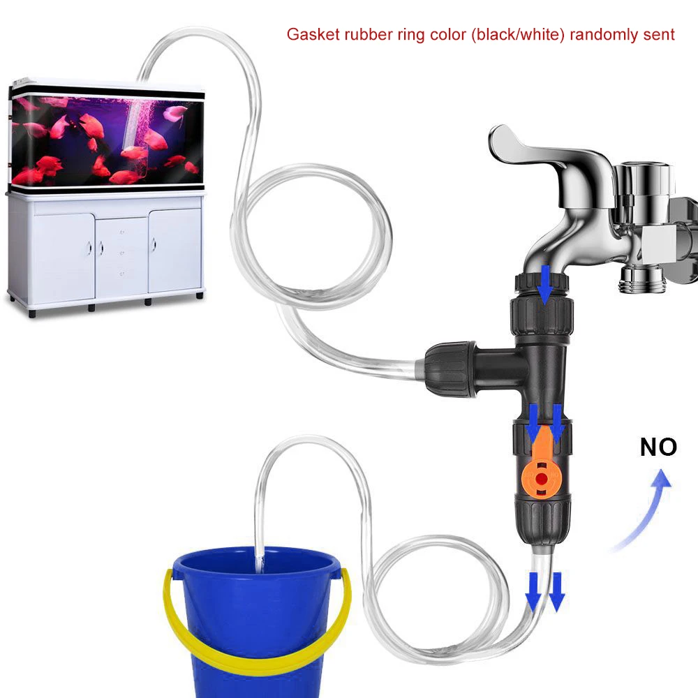 Aquarium Water Changer Plastic 3-Way Faucet Type Fish Tank Cleaning Splitter Watering Connector Water Changer Cleaning Tool