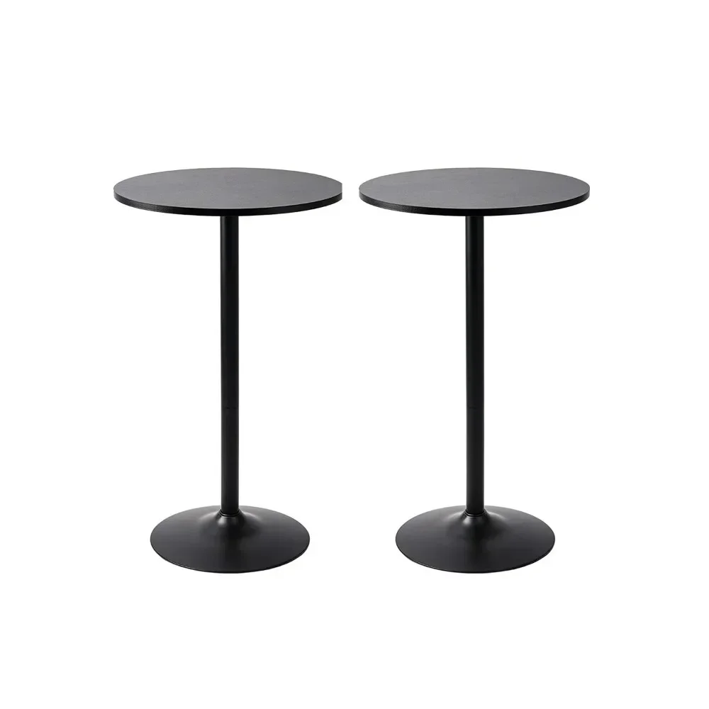 2-piece set of circular bars and tables, 23.7 inches deep x 23.7 inches wide x 39 inches high, black, free shipping