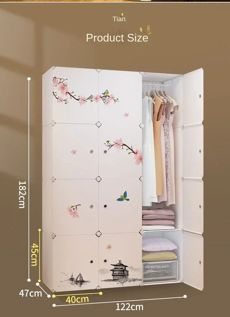 New Style Collapsible Bedroom Furniture Assemble Wardrobe Plastic Durable Clothes Cabinets Simplicity Large Space Storage Locker