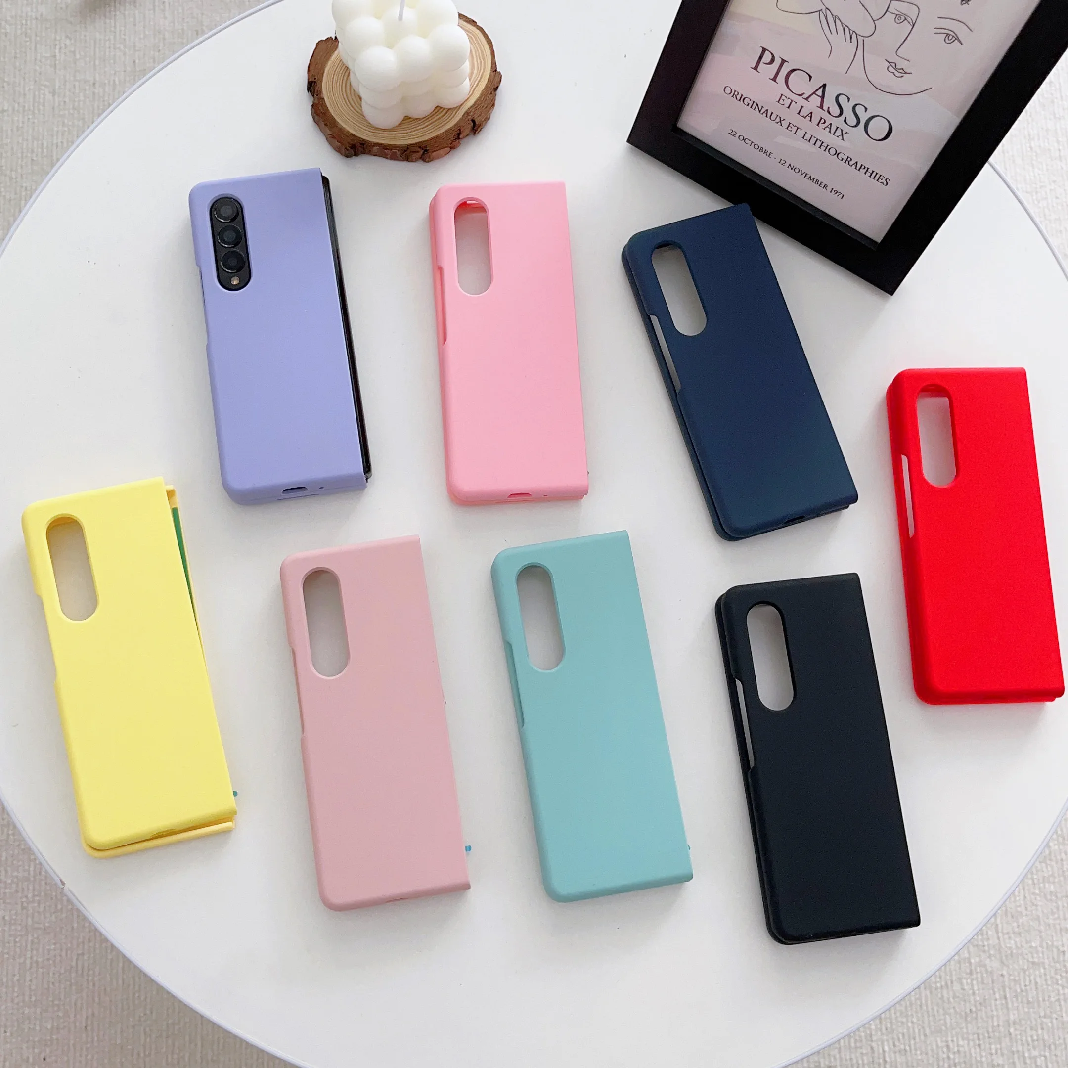 For Samsung Galaxy Z Fold 5 6 ZFold 4 3 2 Case Colorful Skin-friendly Matte Liquid Silicone Ring Fold Shockproof Protective Case