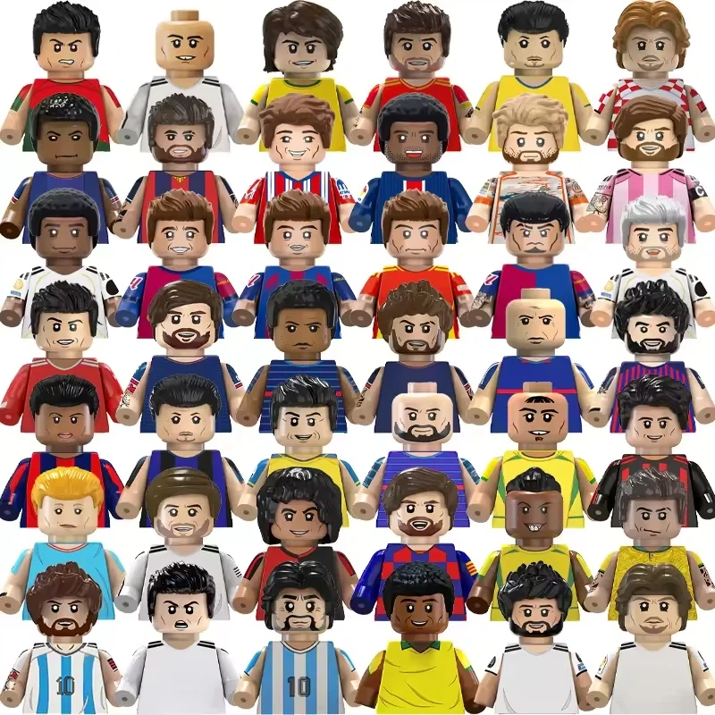 

New World Football Star Messi Ronaldo Neymar Lamine Yamal Action Figures Blocks Golden Cup Toys For Children Birthday Gifts