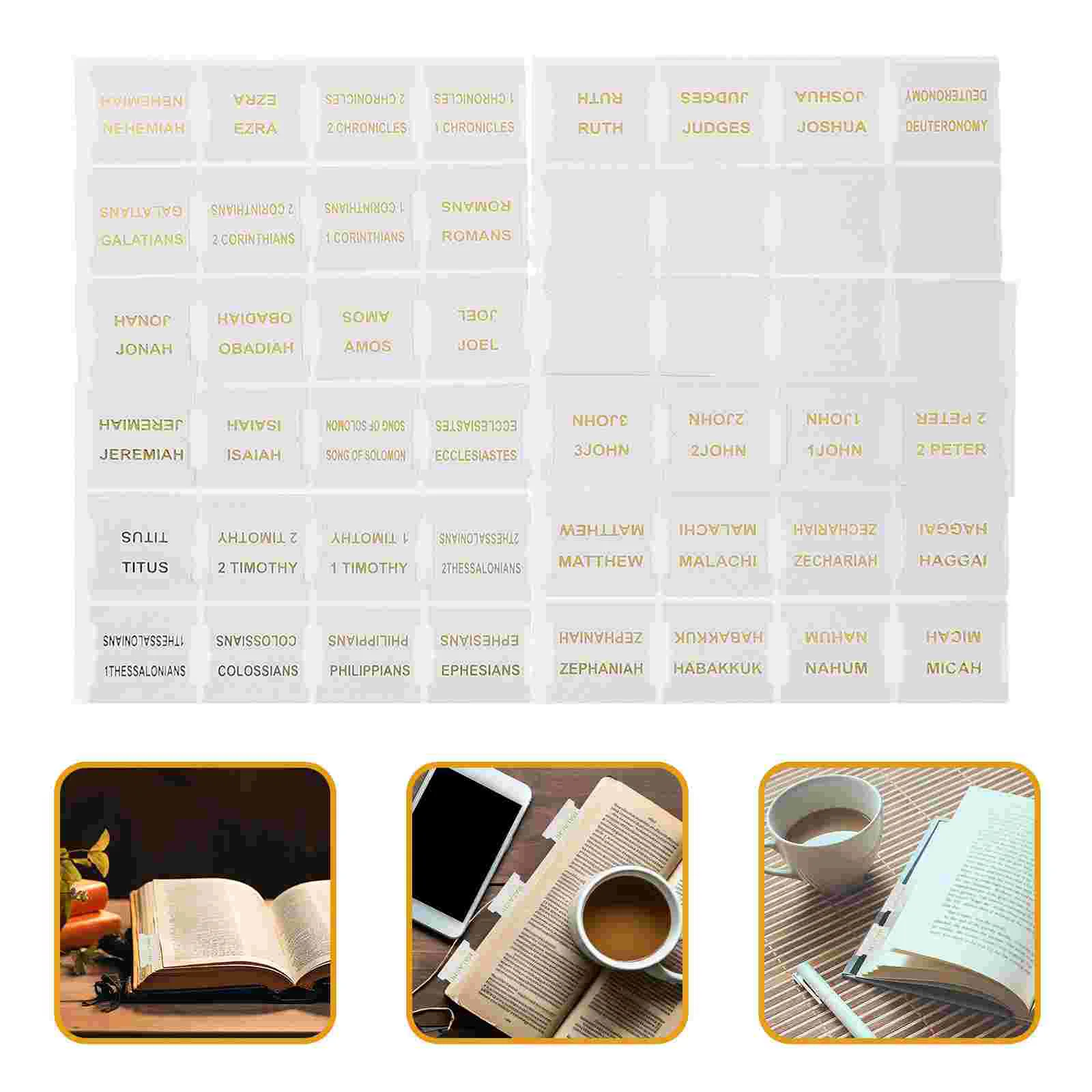 Imagem -06 - Laminado Tabs Estudo Bíblico Diário Bíblico Suprimentos Índice do Livro Tabs Adesivos Antigo Novo Testamento 10 Folhas