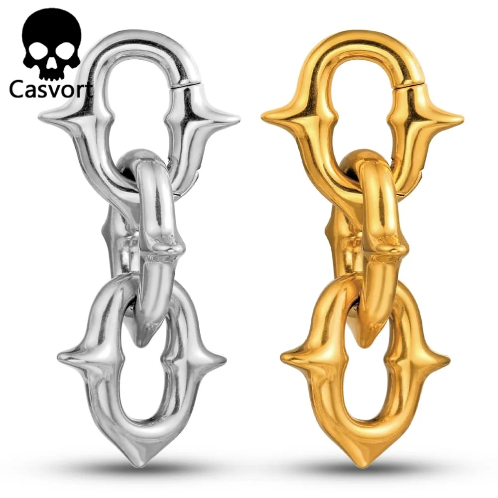 Casvort 2PCS 316L Edelstahl Kühle Kette Ohr Gewichte Kleiderbügel Expander Piercing Frauen Mann Körper Ohrringe Modeschmuck Geschenk