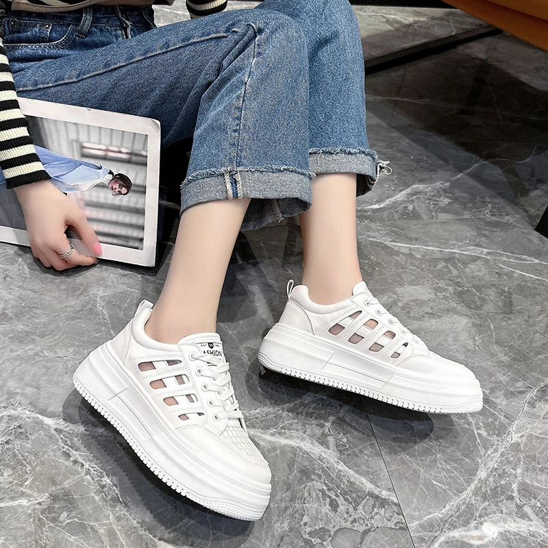 Chaussures décontractées pour femmes, optique astronomique, respirantes, simples, plates, tout assorties, petites chaussures blanches, automne, nouveau, 2023