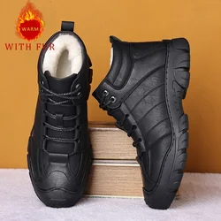 Men's Autumn and winter genuine leather boots Comfortable and warm style Daily business and office Outdoor quality Black shoes