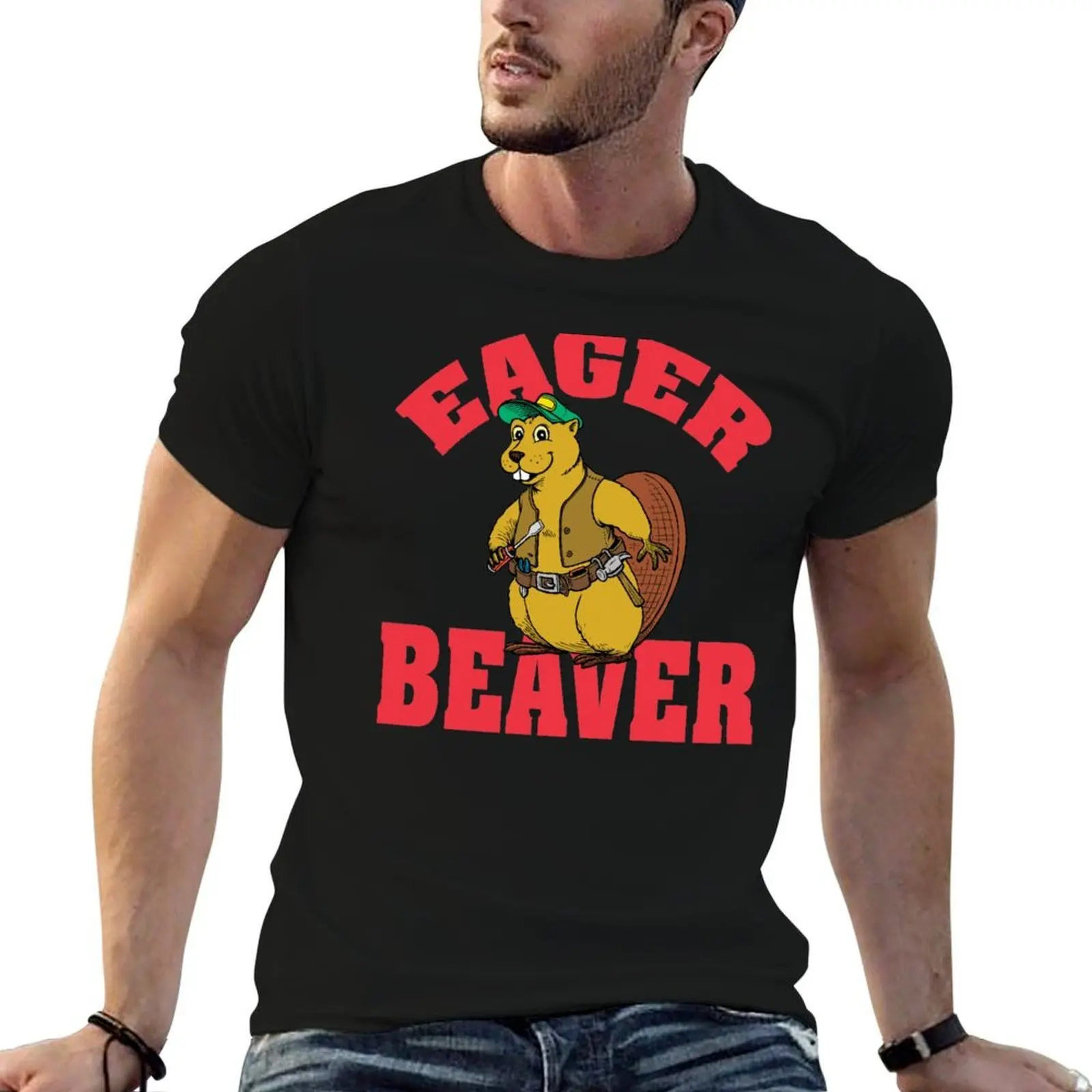 Eager Beaver T-Shirt Man t-shirt vintage anime shirt clothing for men