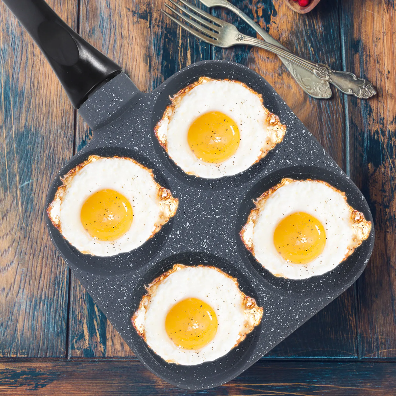 4-Hole Nonstick Egg Frying Pan Small Frying Pan for Home Restaurant Use Hard Texture Quick Heating Easy Release Clean Cooking
