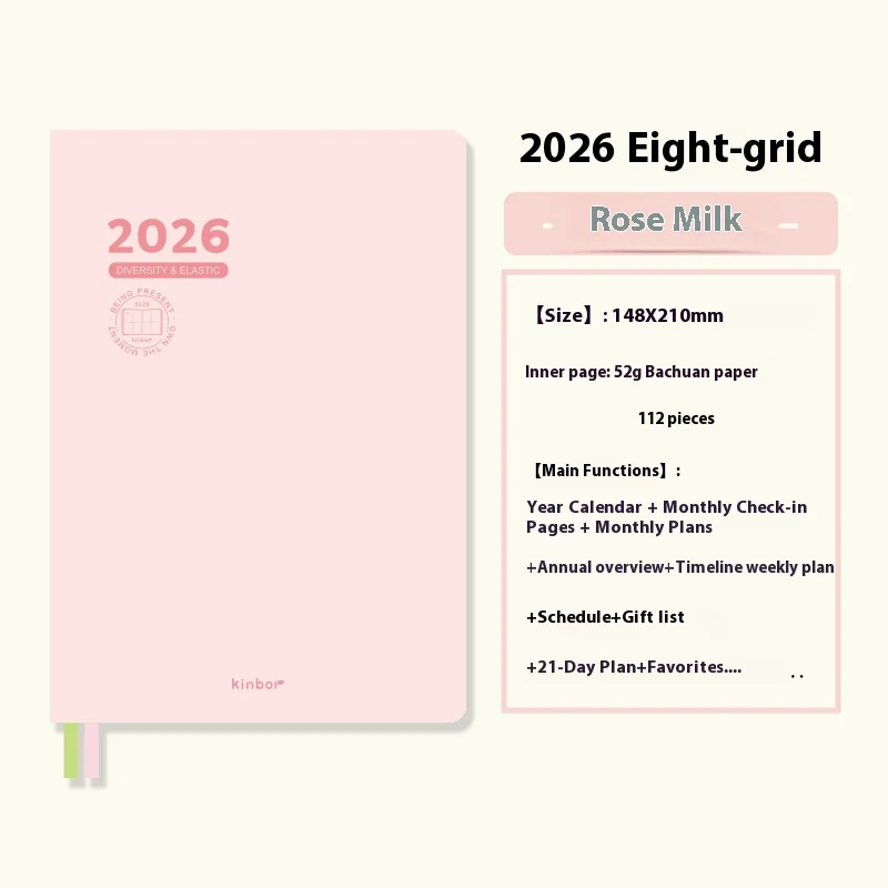 Kinbor 2026 Time Management Planner A5 Planner 52g Japan Tomoe River Papier Glad Schrijven Efficiëntie Notebook Time Management