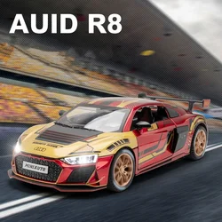 1:24 AUDI R8 IRON GTR Sport Car Model Toy Alloy Diecasts Metal Simulation Vehicles Sound Light Model Car For Kids Boy Gift Toy