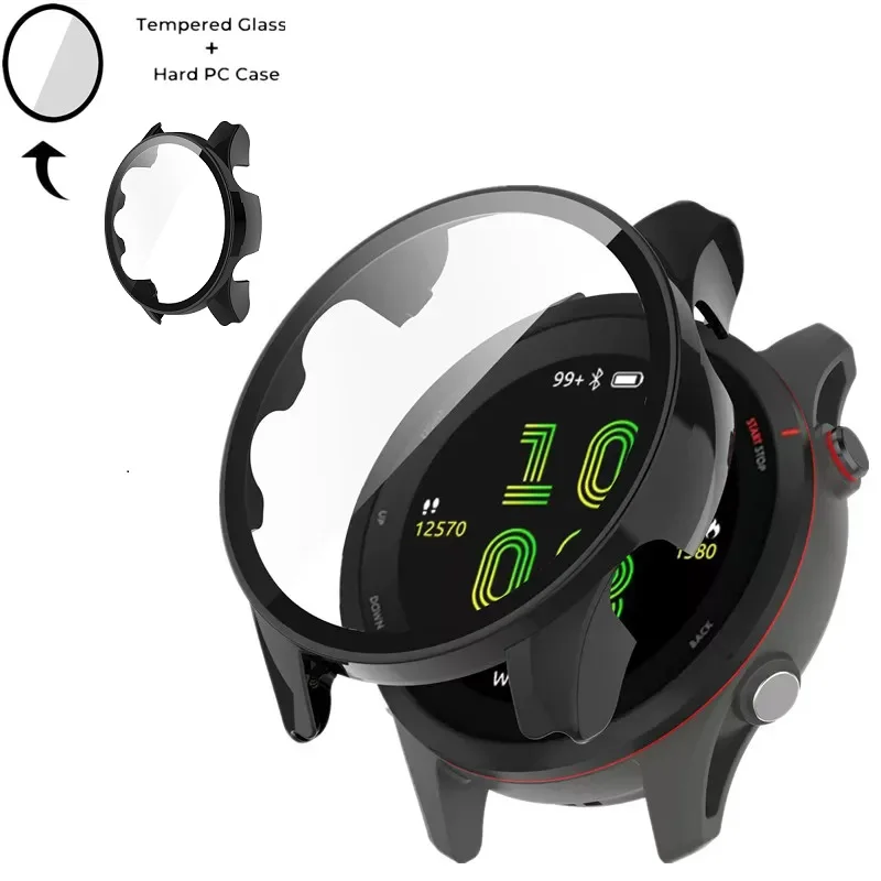 Чехол из закаленного стекла для Garmin Forerunner 955, защитное стекло для экрана и защитный чехол-бампер для Garmin Forerunner 955