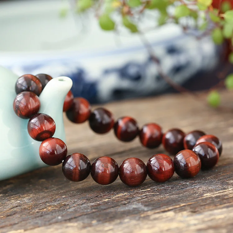 Natural Red Tiger Eye Stone Single Circle Bracelet Tiger Eye Stone Bracelet DIY Jewelry for Men and Women Student Jewelry Gift