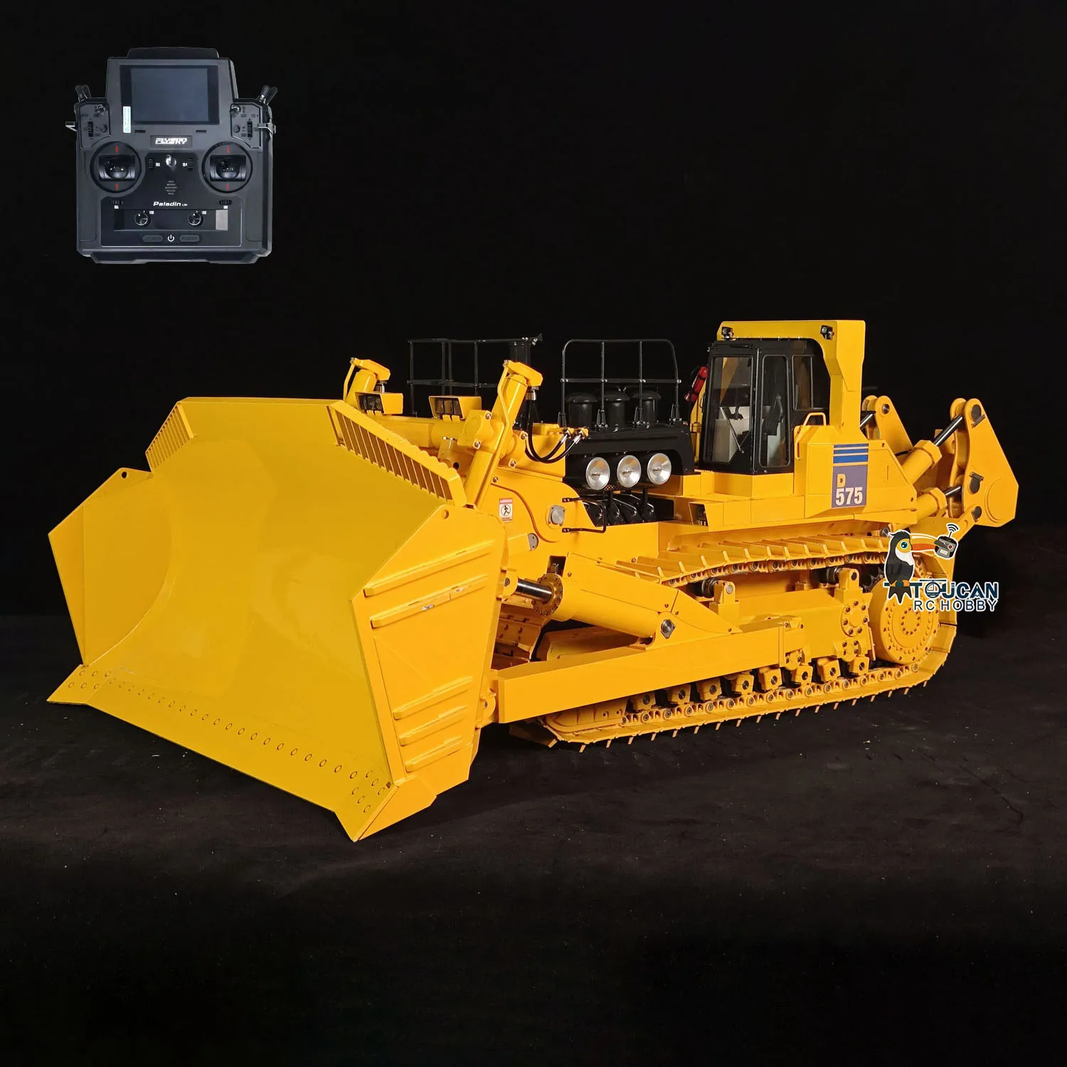 JDM 575 RC Hydraulic Bulldozer 1/14 Heavy Duty Metal Dozer Truck PL18 LITE Remote Control Light Sound System RC Toy Model Gift