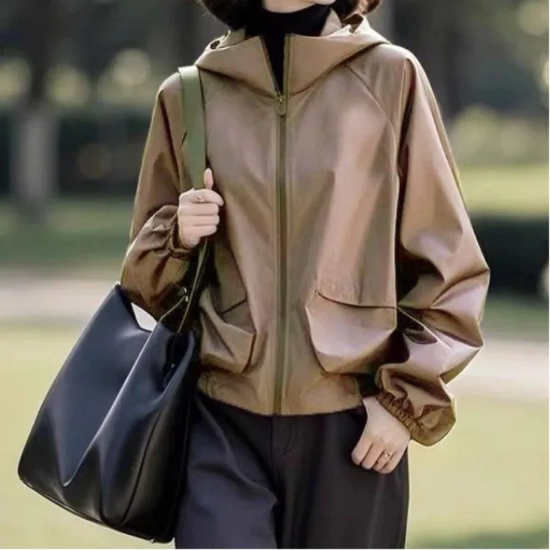 

Women's Spring And Autumn New Style Solid Color Simple Grand Fashion Versatile Stylish Sports Hooded Windbreaker