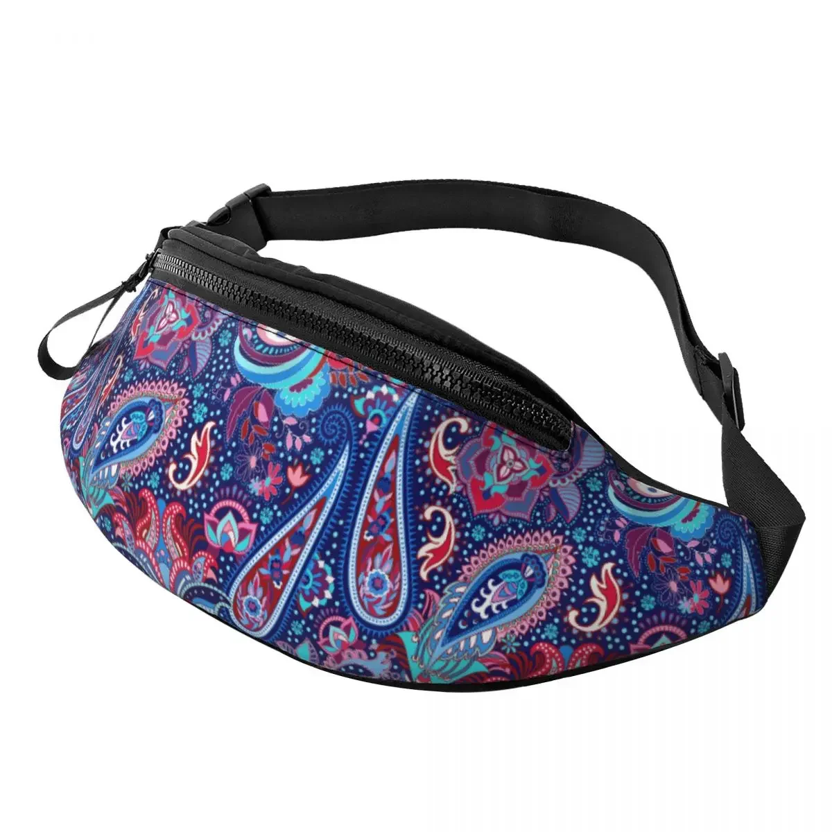 Colorful Paisley Pattern Fanny Pack for Men Women Fashion Bohemian Flowers Crossbody Waist Bag Cycling Camping Phone Money Pouch