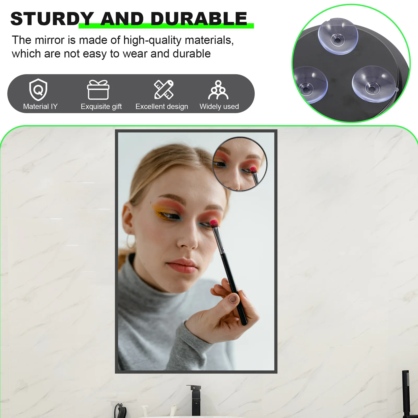 1 stuks zuignap make-upspiegel High-Definition vergrotende compacte spiegel Gemakkelijke muurplaatsing Handig