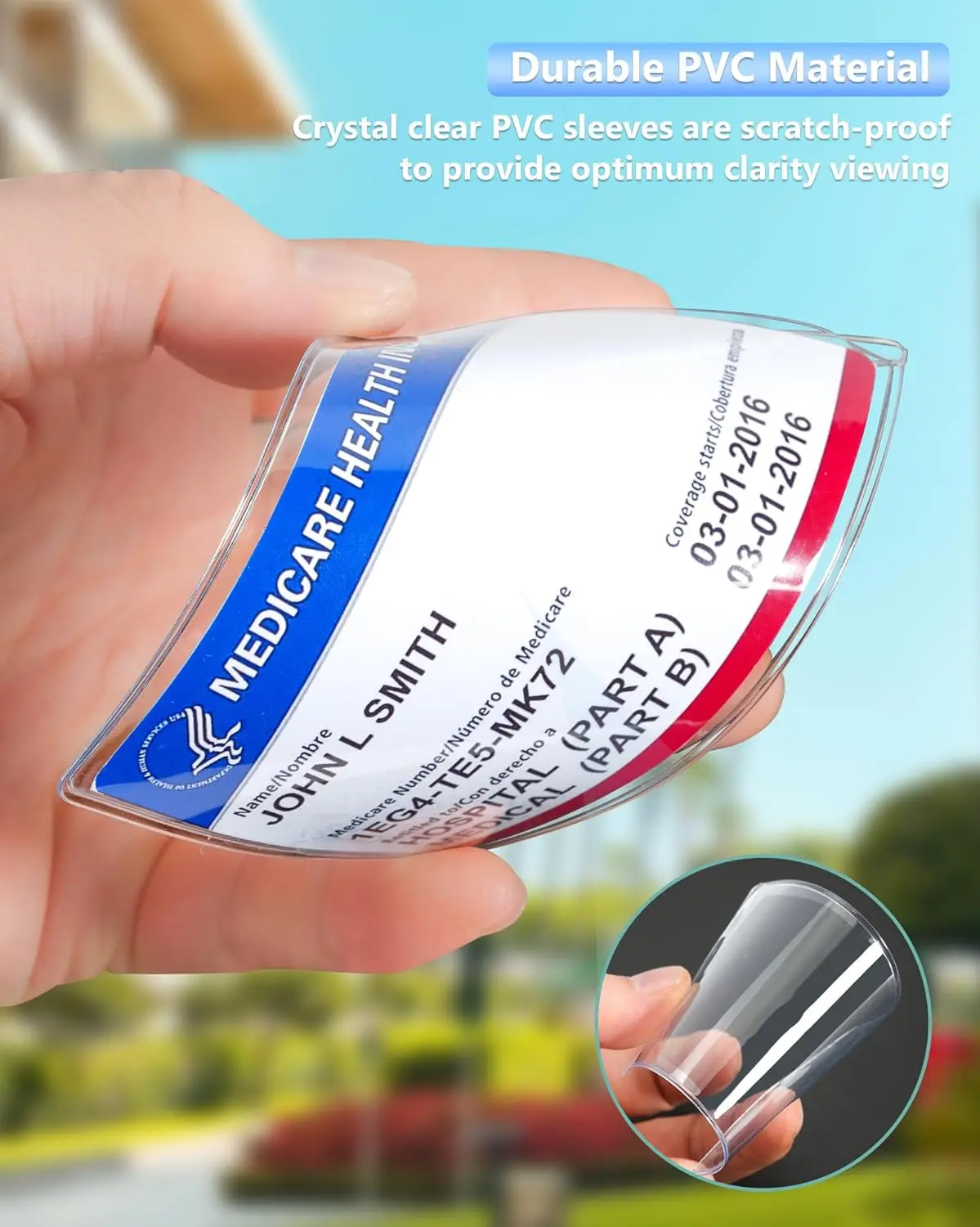 10 Pack New Medicare Card Holder Protector Sleeves，Clear PVC Waterproof Medical/Credit Card, Business/Social Security Card Protector