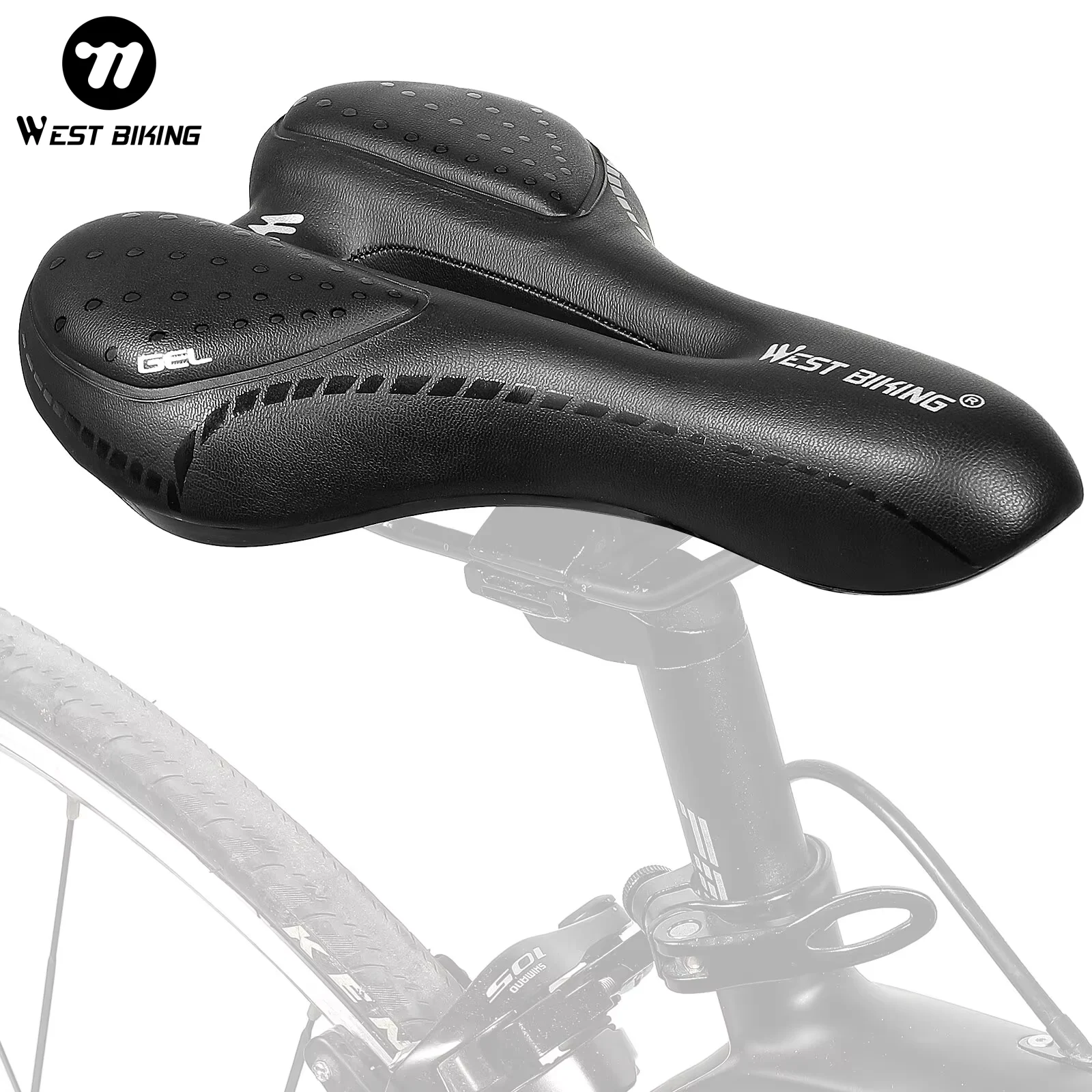 WEST BIKING MTB Mountain Road Bicycle Seat PU Leather Gel Cushion Comfortable Shockproof Bike Saddle for BMX Painless Cycling