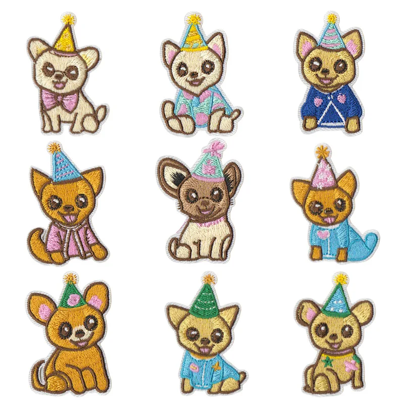 

Cute Cartoon Birthday Dog Puppy Iron-on Embroidered Badge Patch DIY T-shirt Backpack Clothing Appliques Sticker