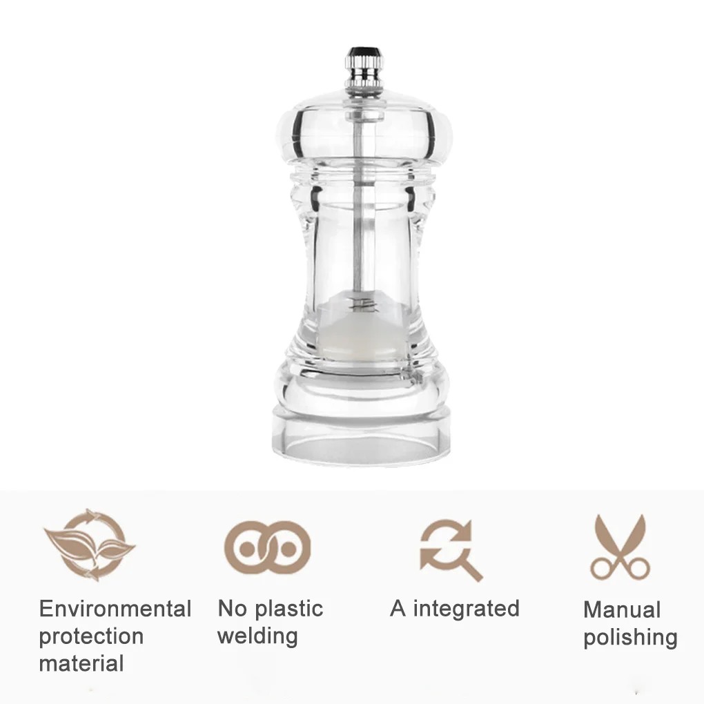 Acrylic Grinder Transparent Pepper Mill Manual Crusher Ceramic Core Multifunctional Cruet Kitchen Tool