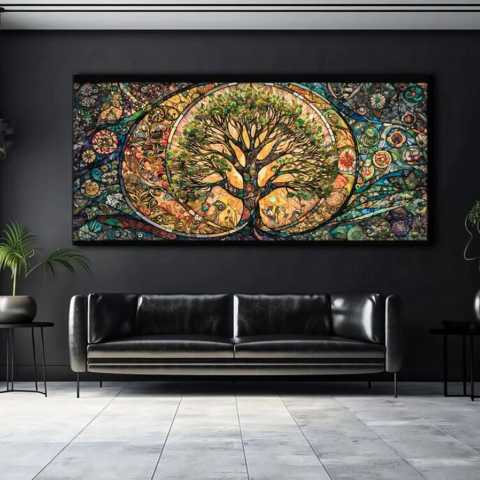 DIY Diamond Painting Tree of Life Stained Glass Yggdrasil Diamond Embroidery Mosaic Cross Stitch Mythology Stained Glass Art