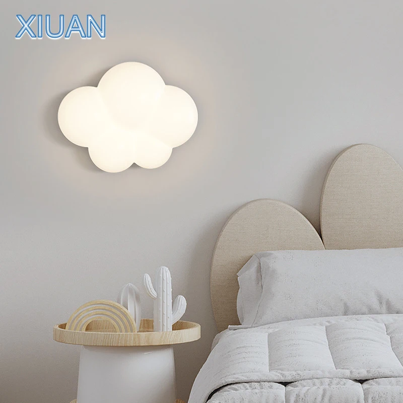 White Cloud Lamps Modern Bedroom Bedside Wall Light AC 220V Children\'s Room Wall Lights Living Room Hallway Study Aisle Indoor