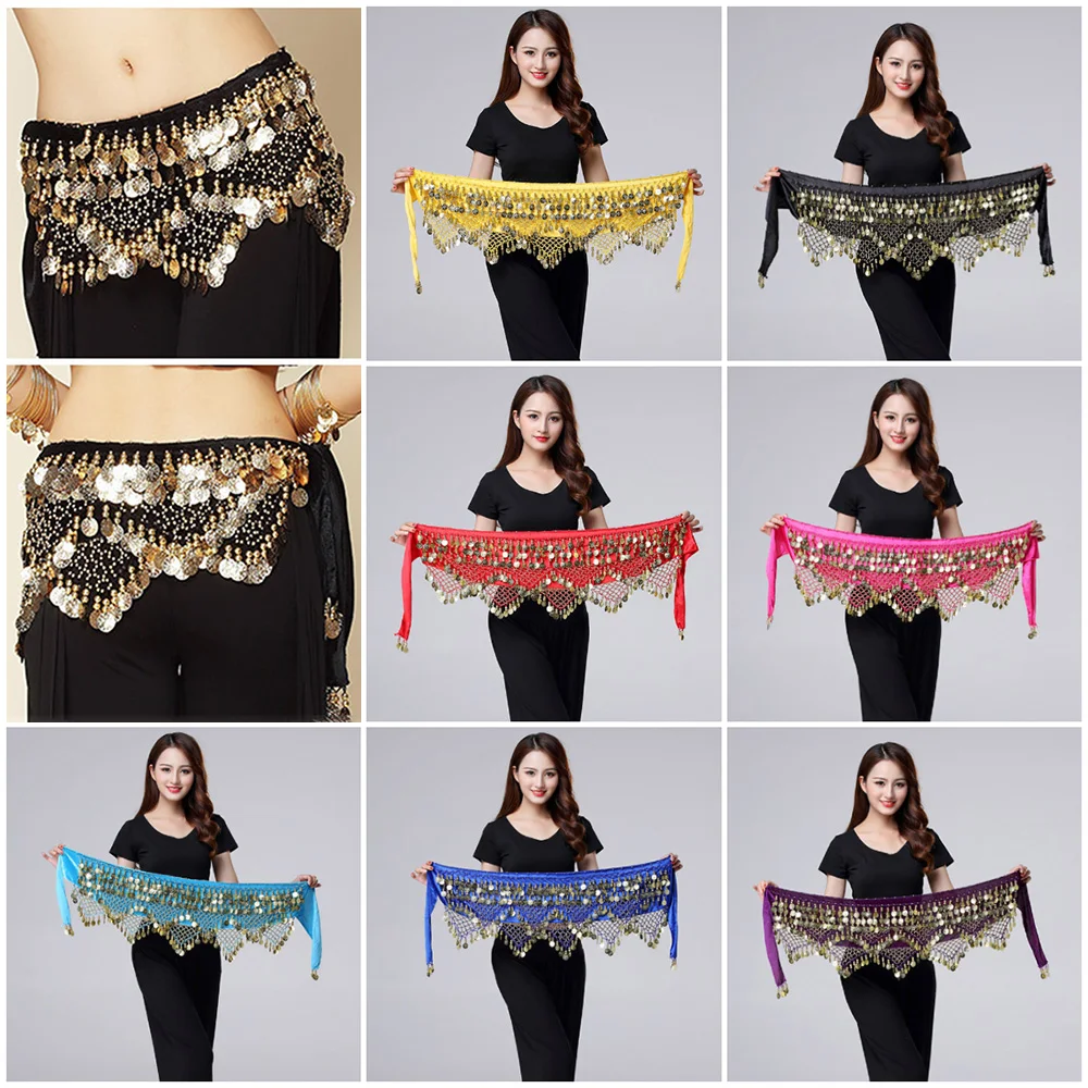 

1Pc Belly Dance Waist Chain Five Layer Three Row Triangle for Indian Women’s Gold Coin Hip Scarf Fashion Dancewear Accessories