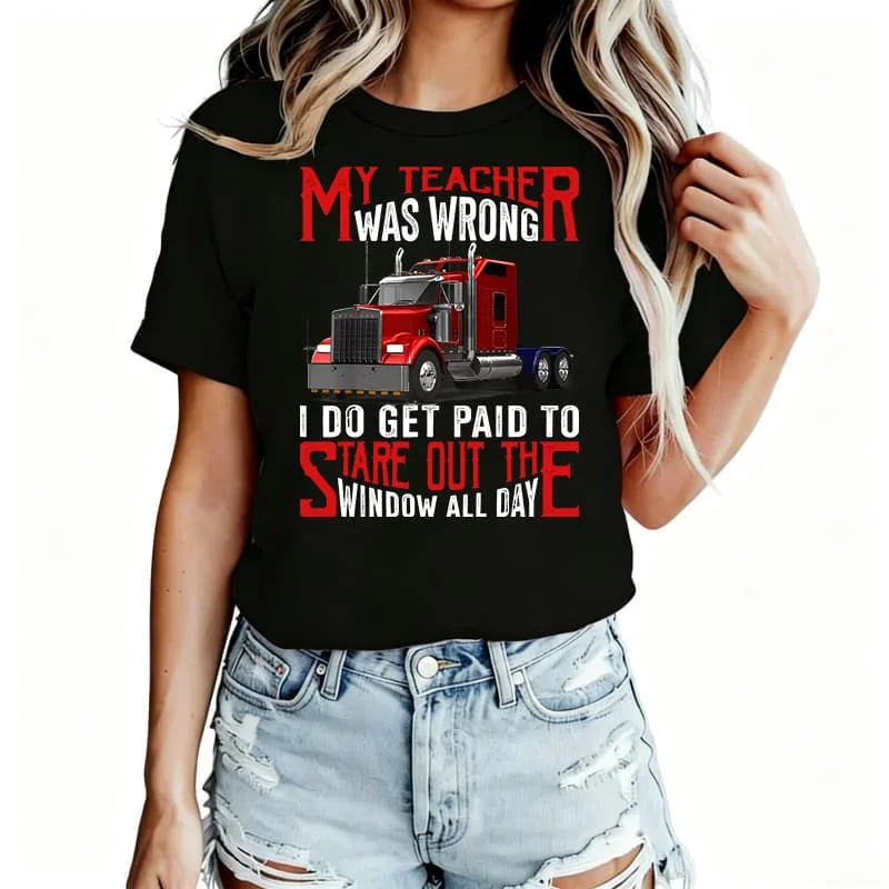 Do Get Paid to Stare Out the Window Women's T-Shirt 100% Cotton Funny Graphic Short Sleeve Tee Novelty Shirt Casual Crew Neck Top S-5Xl