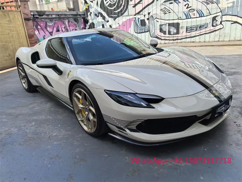 اكسسوارات السيارات OEM نمط ألياف الكربون الجاف طقم الجسم الجبهة الشفاه الفاصل التنانير الجانبية شفة ممتصة للصدمات الخلفية الناشر ل Ferarri 296 GTB #4